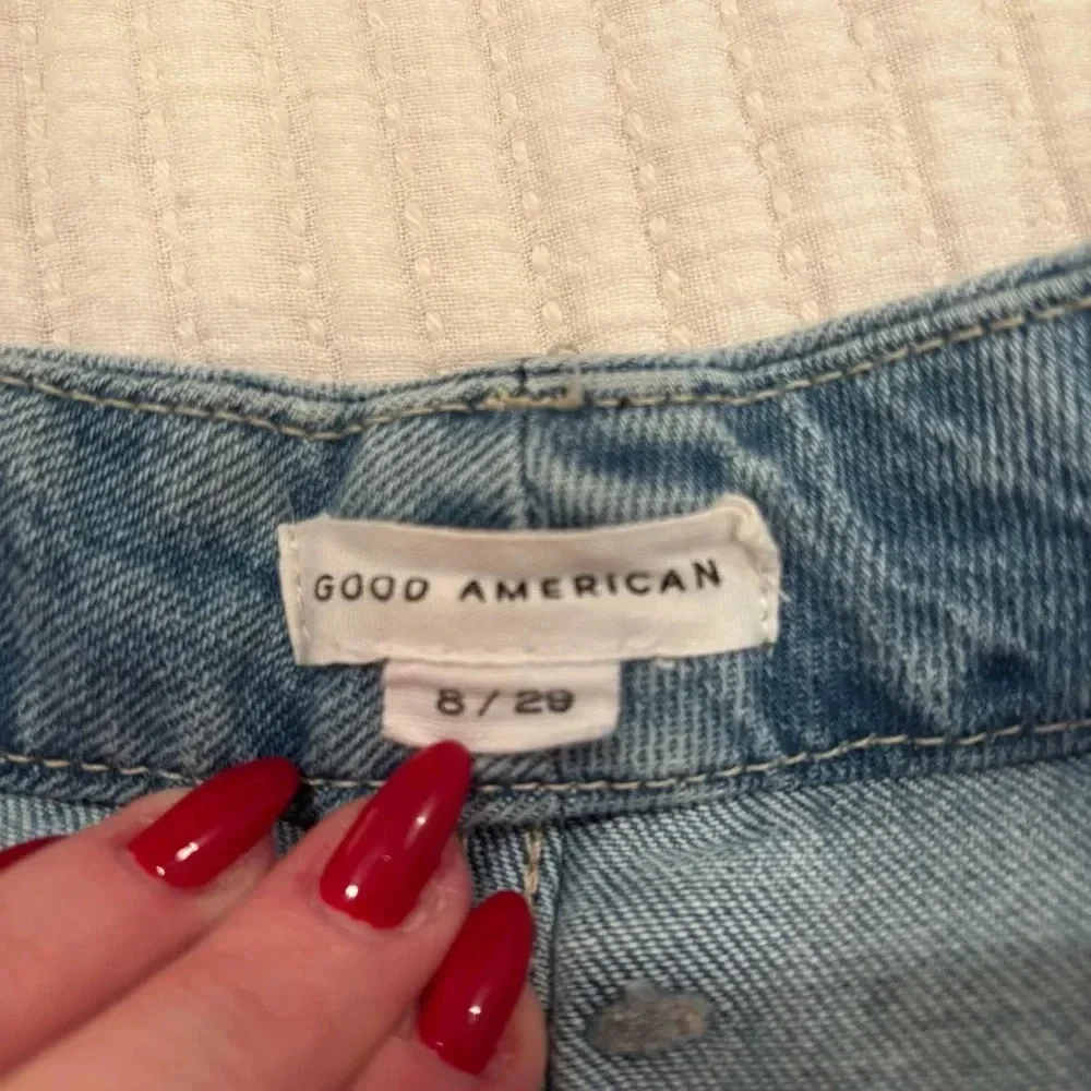 Good American Womens Denim High Rise Jeans Bootcut Distressed Size 8/29 RN151301